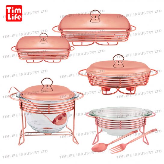 Chafing dish Food warmer glass tray Salad Bowl Romane Series-TM-1101 ROSE GOLD