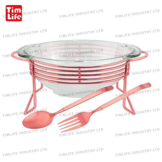 Chafing dish Food warmer glass tray Salad Bowl Romane Series-TM-1101 ROSE GOLD