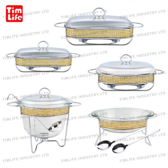 Chafing dish Food warmer glass tray Salad Bowl Lola Series-TM-1203 Gold Diamond