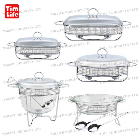 Chafing dish Food warmer glass tray Salad Bowl Lola Series-TM-1203 Silver