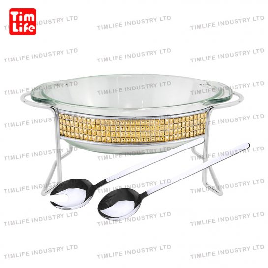 Chafing dish Food warmer glass tray Salad Bowl Lola Series-TM-1203 Gold Diamond