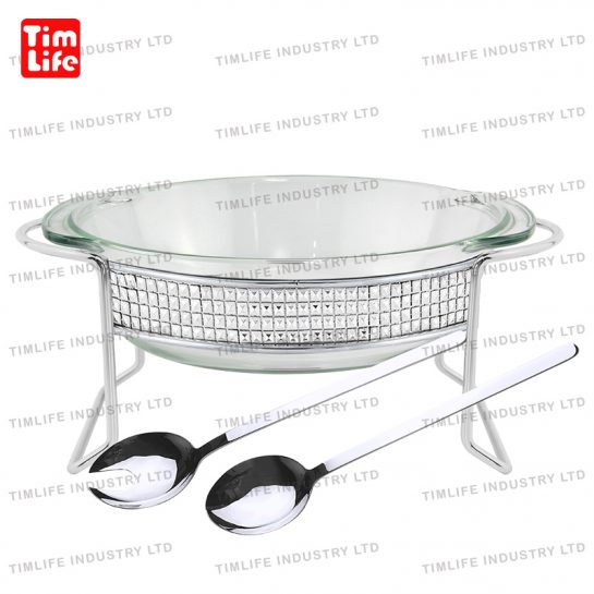 Chafing dish Food warmer glass tray Salad Bowl Lola Series-TM-1203 Silver